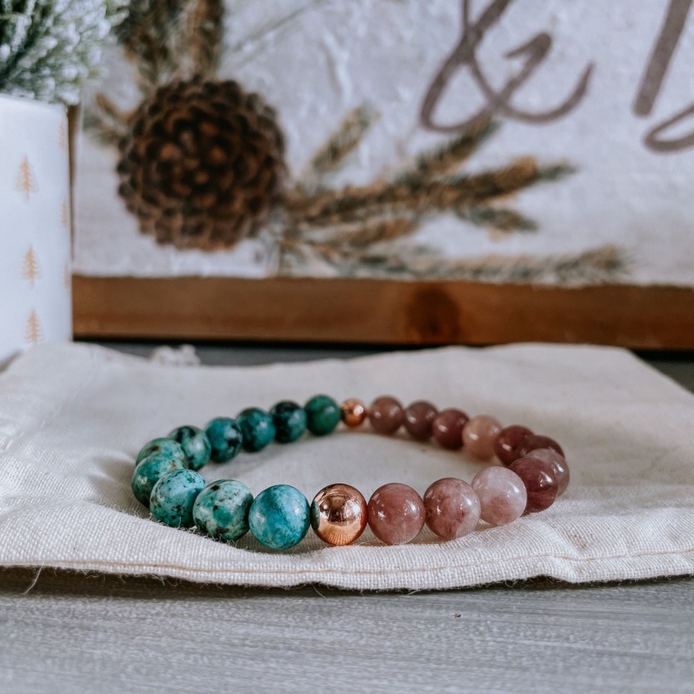 Gemstone Bracelet- African Turquoise + Purple Aventurine
